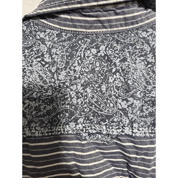 Buffalo David Bitton Shirt  Sz S/P Blue White Striped Button Up Shoulder Prin - Picture 10 of 11